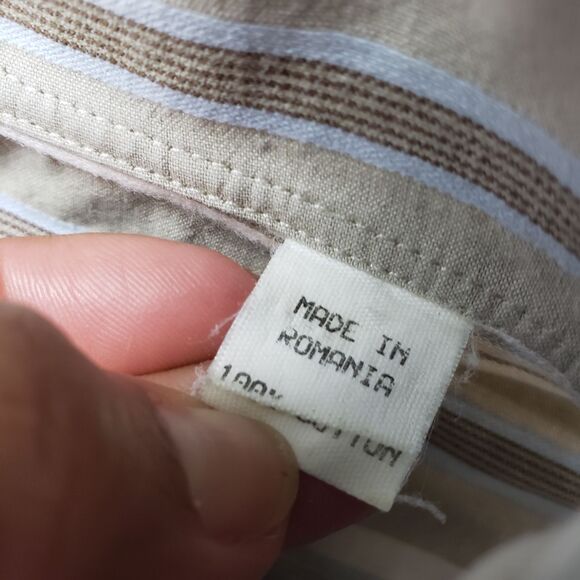 Ermenegildo Zegna Shirt Mens Large Striped Long Sleeve Button Up Romania - Picture 5 of 9